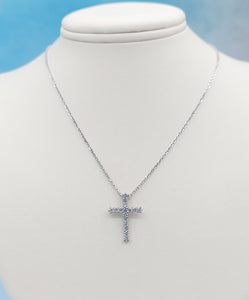 Lab Created Diamond Cross & Chain - 14K White Gold