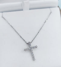 Load image into Gallery viewer, Lab Created Diamond Cross &amp; Chain - 14K White Gold