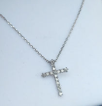 Load image into Gallery viewer, Lab Created Diamond Cross &amp; Chain - 14K White Gold