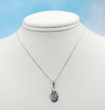 Load image into Gallery viewer, Oval Miraculous Medal (Mother Mary) &amp; Chain - 14K White Gold