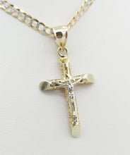 Load image into Gallery viewer, Crucifix with Two Tone Curb Chain  - 14K Gold