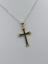 Load image into Gallery viewer, Reversible 14K Yellow &amp; White Gold Cross &amp; Chain