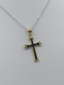 Reversible 14K Yellow & White Gold Cross & Chain