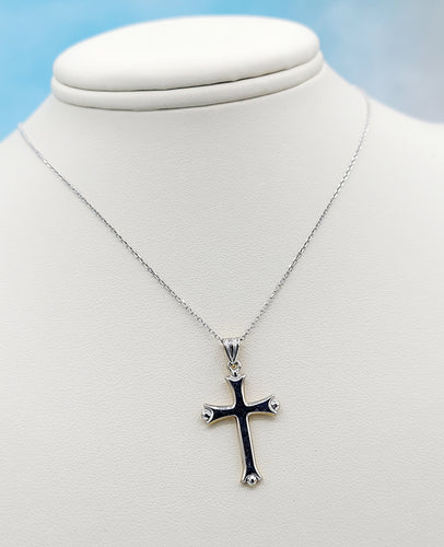 Reversible 14K Yellow & White Gold Cross & Chain