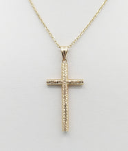 Load image into Gallery viewer, Reversible Diamond Cut &amp; Polished Cross &amp; Chain - 14K Yellow Gold