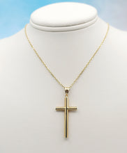 Load image into Gallery viewer, Reversible Diamond Cut &amp; Polished Cross &amp; Chain - 14K Yellow Gold