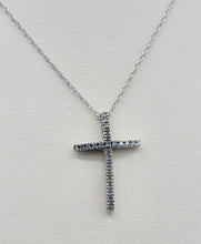 Load image into Gallery viewer, 3D Diamond Cross Pendant &amp; Chain - 14K White Gold