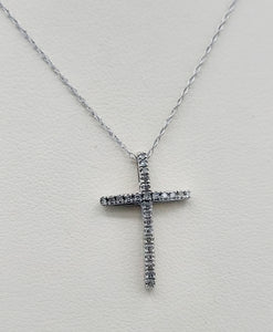 3D Diamond Cross Pendant & Chain - 14K White Gold