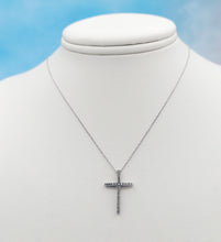 Load image into Gallery viewer, 3D Diamond Cross Pendant &amp; Chain - 14K White Gold