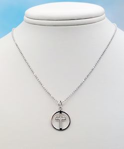 Cross in a Circle & Ball Chain - 14K White Gold