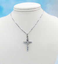 Load image into Gallery viewer, 1&quot; Crucifix Cross &amp; Box Chain - 14K White Gold