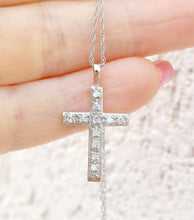 Load image into Gallery viewer, .40 Carat Flat Diamond Cross &amp; Chain - 14K White Gold