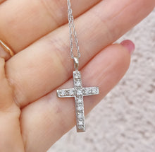 Load image into Gallery viewer, .40 Carat Flat Diamond Cross &amp; Chain - 14K White Gold