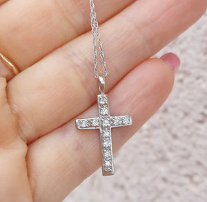 .40 Carat Flat Diamond Cross & Chain - 14K White Gold