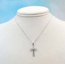 Load image into Gallery viewer, White Gold Cross with X design on Cable Chain - 14K White Gold