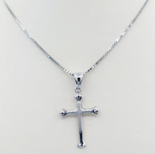 Load image into Gallery viewer, Matte &amp; Polished Cross on Box Chain - 14K White Gold