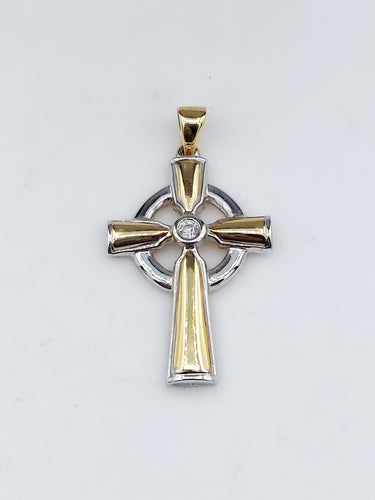 Celtic Diamond Cross - Two Tone - 14K