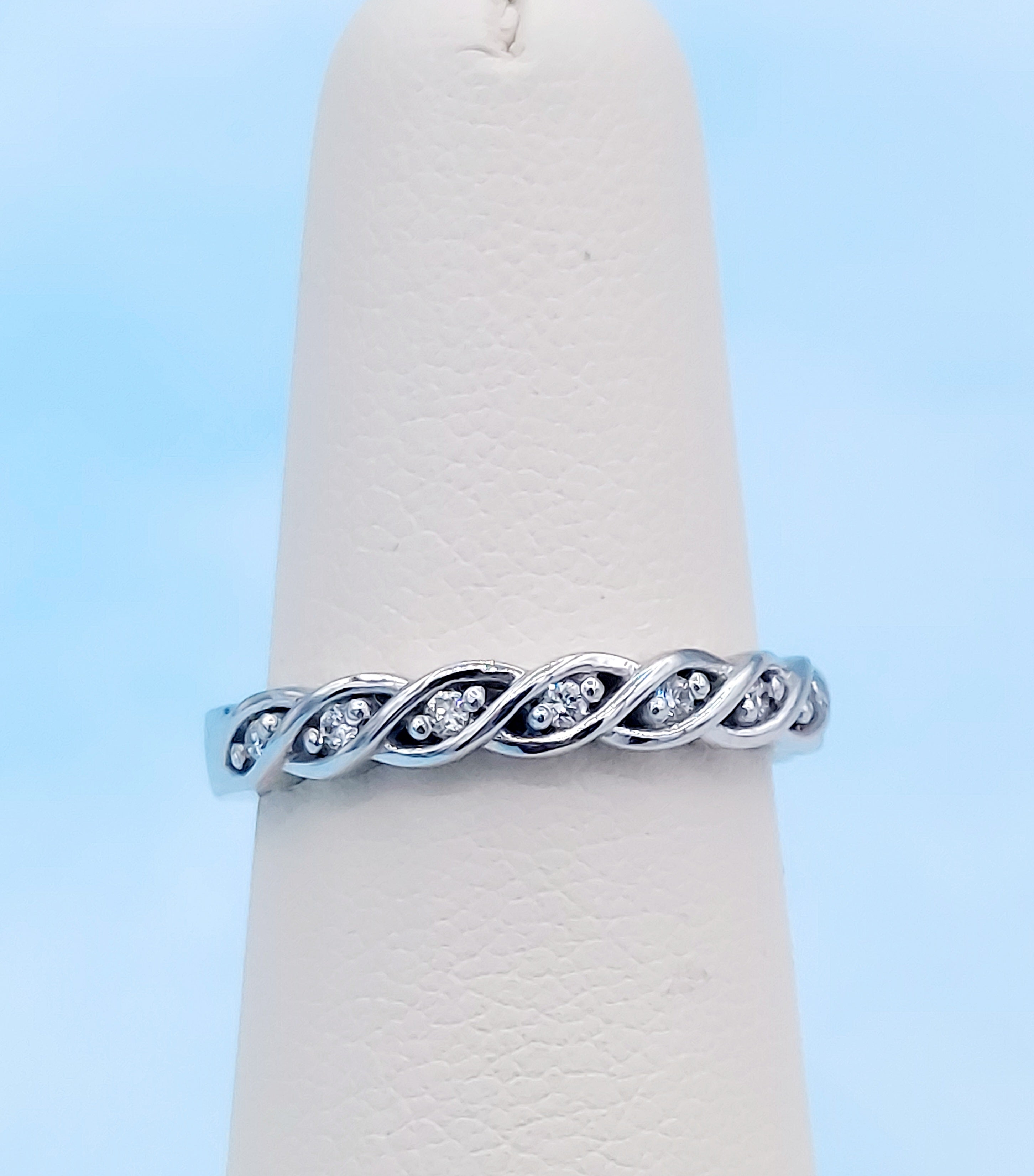 Braided Diamond Band in 14k White Gold Pavé Braided Diamond Ring – PBD main image 3