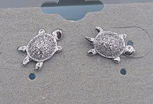 Load image into Gallery viewer, Clear CZ Turtle Stud Earrings - Sterling Silver
