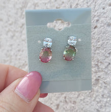 Load image into Gallery viewer, Watermelon Tourmaline Post Earrings - Sterling Silver
