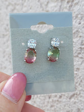 Load image into Gallery viewer, Watermelon Tourmaline Post Earrings - Sterling Silver