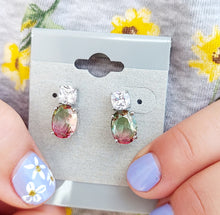 Load image into Gallery viewer, Watermelon Tourmaline Post Earrings - Sterling Silver