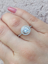 Load image into Gallery viewer, Bezel Halo CZ Ring - Sterling Silver