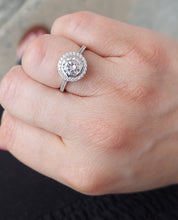 Load image into Gallery viewer, Bezel Halo CZ Ring - Sterling Silver