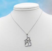 Load image into Gallery viewer, Two Cats Necklace - CZ &amp; Sterling Silver