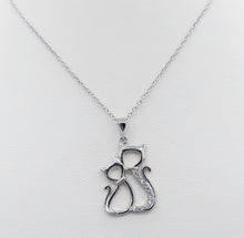 Load image into Gallery viewer, Two Cats Necklace - CZ &amp; Sterling Silver