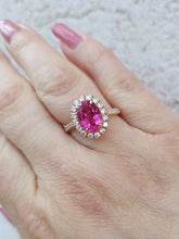 Load image into Gallery viewer, Oval Rubellite and Diamond Ring - 14K Rose Gold