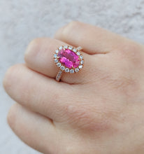 Load image into Gallery viewer, Oval Rubellite and Diamond Ring - 14K Rose Gold