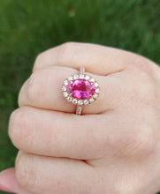 Load image into Gallery viewer, Oval Rubellite and Diamond Ring - 14K Rose Gold