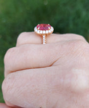 Load image into Gallery viewer, Oval Rubellite and Diamond Ring - 14K Rose Gold