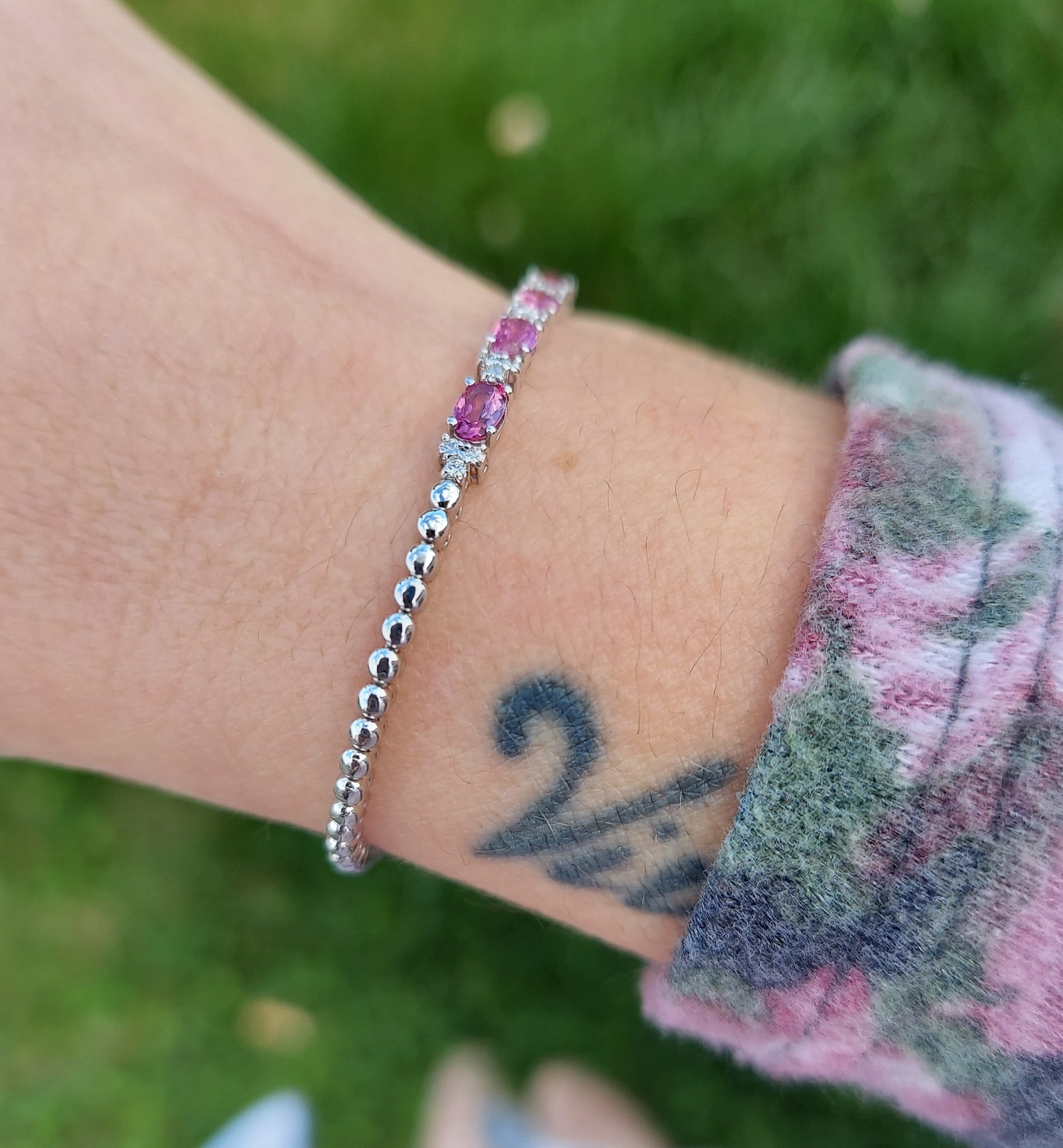 Pink Tourmaline and Diamond Bracelet