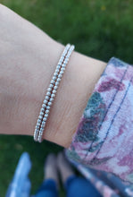 Load image into Gallery viewer, Double Row Diamond Cut Bangle Bracelet - 14K White Gold