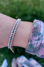 Load image into Gallery viewer, Double Row Diamond Cut Bangle Bracelet - 14K White Gold
