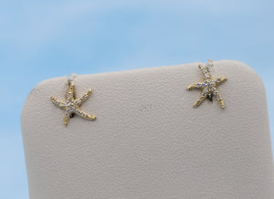 Diamonds Starfish Studs - 14K Yellow Gold