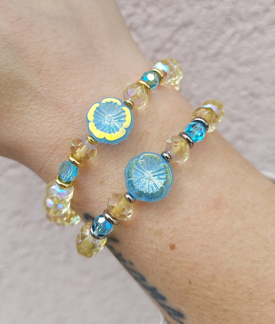 Yellow & Blue Flower Bracelet - Marie's Stash Exclusive