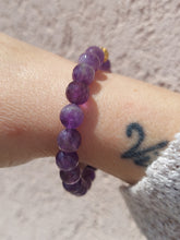 Load image into Gallery viewer, Amethyst Stretch Bracelet with Gold Accent