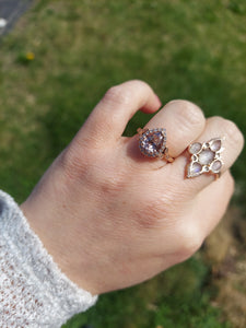 Pear Shaped Morganite and Diamond Ring - 14K Rose Gold