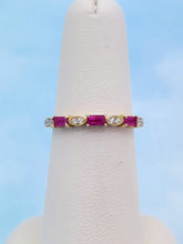 Load image into Gallery viewer, Emerald Cut Ruby and Diamond Band - 14K Yellow Gold