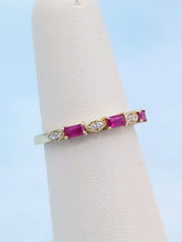 Load image into Gallery viewer, Emerald Cut Ruby and Diamond Band - 14K Yellow Gold