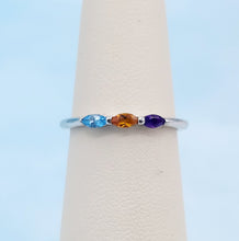 Load image into Gallery viewer, Three Stone Custom Birthstone Ring - 14K White Gold