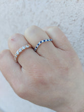 Load image into Gallery viewer, Curved Sapphire and Diamond Band - 14K White Gold