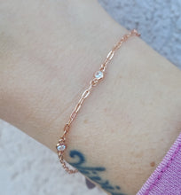 Load image into Gallery viewer, Three Stone CZ Bracelet - Rose Gold Sterling Silver