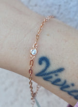 Load image into Gallery viewer, Three Stone CZ Bracelet - Rose Gold Sterling Silver