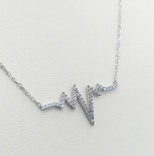 Load image into Gallery viewer, Adjustable CZ Heart Beat Necklace - Sterling Silver
