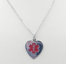 Load image into Gallery viewer, Medical Alert Heart Pendant &amp; Chain - Sterling Silver