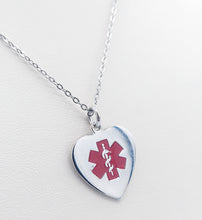 Load image into Gallery viewer, Medical Alert Heart Pendant &amp; Chain - Sterling Silver